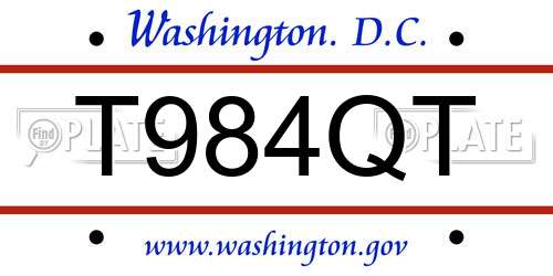 T984QT District Of Columbia License Plate