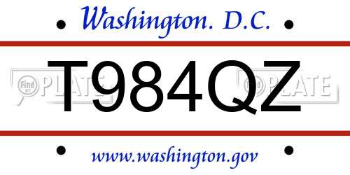 T984QZ District Of Columbia License Plate
