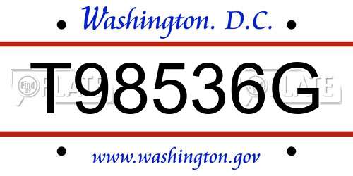 T98536G District Of Columbia License Plate