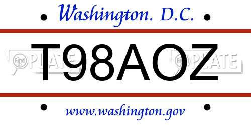 T98AOZ District Of Columbia License Plate