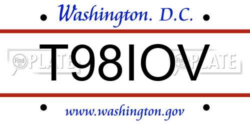 T98IOV District Of Columbia License Plate