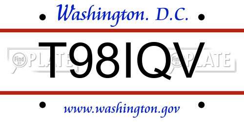 T98IQV District Of Columbia License Plate