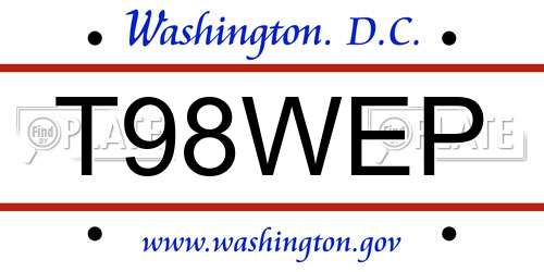 T98WEP District Of Columbia License Plate