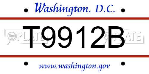 T9912B District Of Columbia License Plate