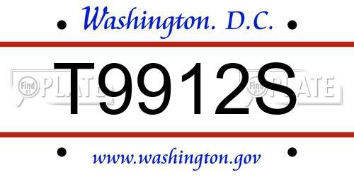 T9912S District Of Columbia License Plate