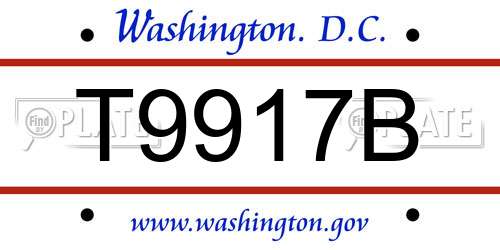 T9917B District Of Columbia License Plate
