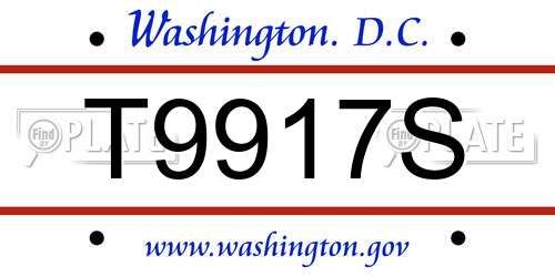 T9917S District Of Columbia License Plate