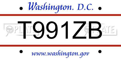 T991ZB District Of Columbia License Plate