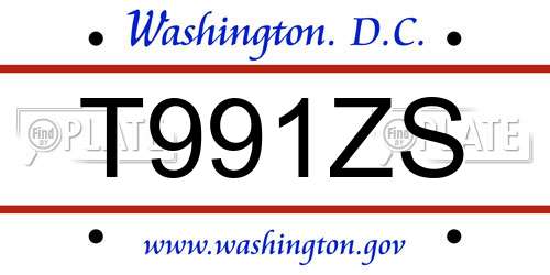 T991ZS District Of Columbia License Plate