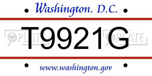 T9921G District Of Columbia License Plate