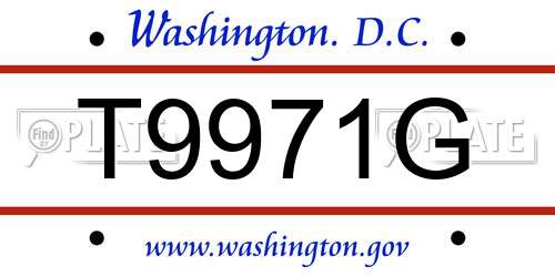 T9971G District Of Columbia License Plate
