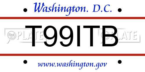 T99ITB District Of Columbia License Plate