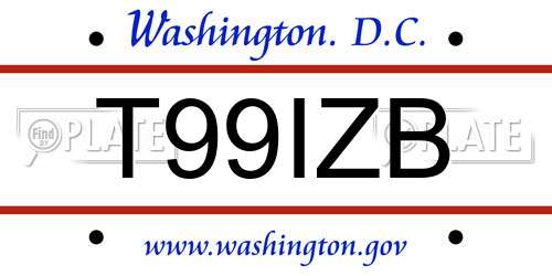 T99IZB District Of Columbia License Plate