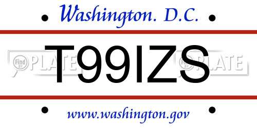 T99IZS District Of Columbia License Plate