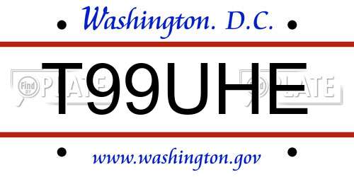 T99UHE District Of Columbia License Plate