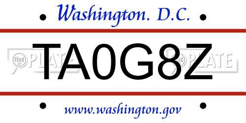 TA0G8Z District Of Columbia License Plate