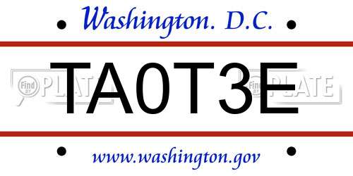 TA0T3E District Of Columbia License Plate