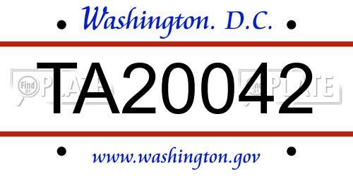 TA20042 District Of Columbia License Plate