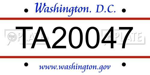 TA20047 District Of Columbia License Plate