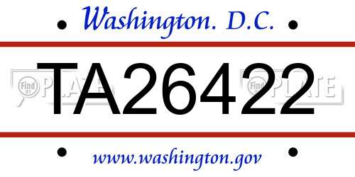 TA26422 District Of Columbia License Plate