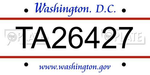 TA26427 District Of Columbia License Plate