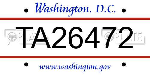 TA26472 District Of Columbia License Plate