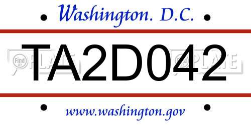 TA2D042 District Of Columbia License Plate