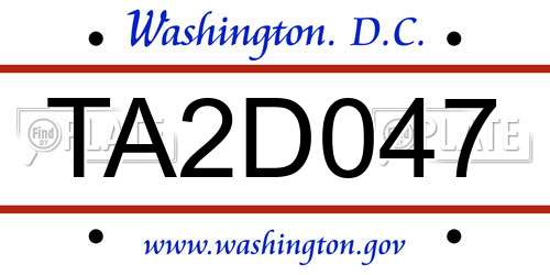 TA2D047 District Of Columbia License Plate