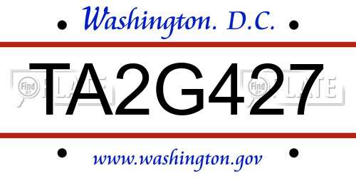 TA2G427 District Of Columbia License Plate