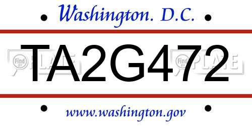 TA2G472 District Of Columbia License Plate