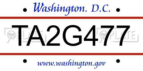 TA2G477 District Of Columbia License Plate