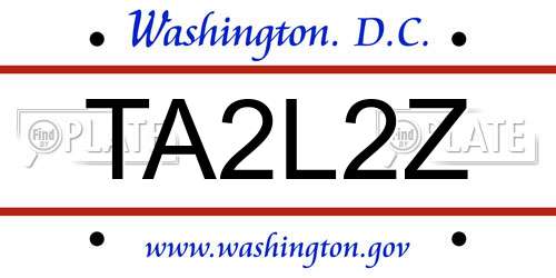 TA2L2Z District Of Columbia License Plate