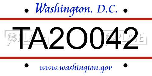 TA2O042 District Of Columbia License Plate