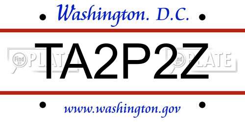 TA2P2Z District Of Columbia License Plate
