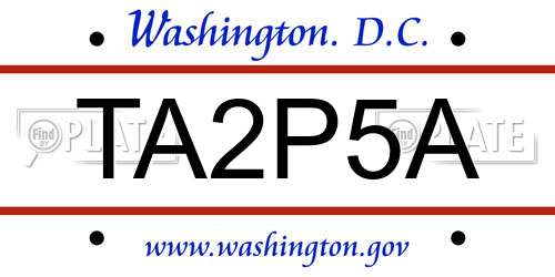 TA2P5A District Of Columbia License Plate