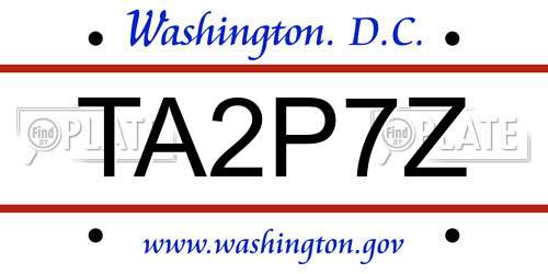 TA2P7Z District Of Columbia License Plate