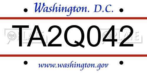 TA2Q042 District Of Columbia License Plate