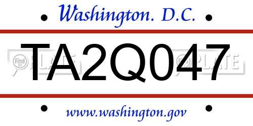 TA2Q047 District Of Columbia License Plate