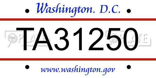 TA31250 District Of Columbia License Plate