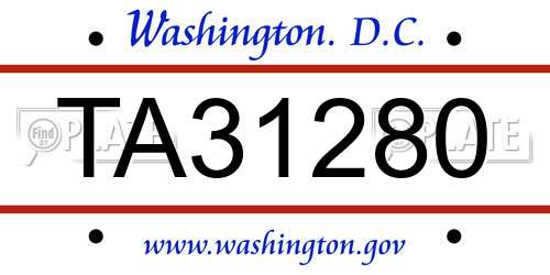 TA31280 District Of Columbia License Plate