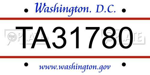 TA31780 District Of Columbia License Plate