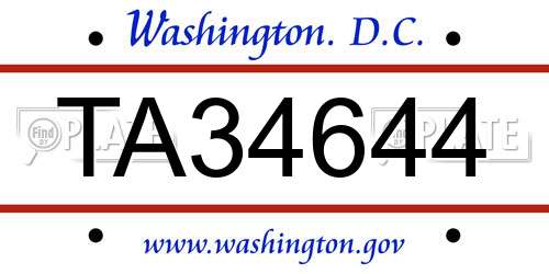 TA34644 District Of Columbia License Plate
