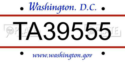TA39555 District Of Columbia License Plate