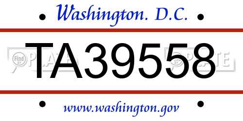 TA39558 District Of Columbia License Plate