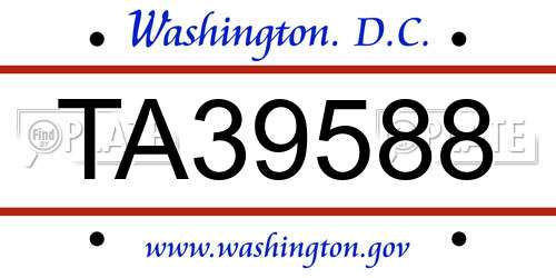 TA39588 District Of Columbia License Plate