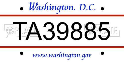 TA39885 District Of Columbia License Plate
