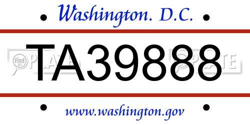 TA39888 District Of Columbia License Plate