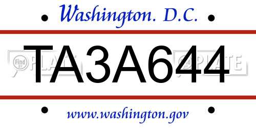 TA3A644 District Of Columbia License Plate