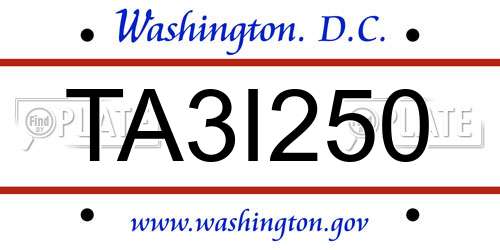 TA3I250 District Of Columbia License Plate