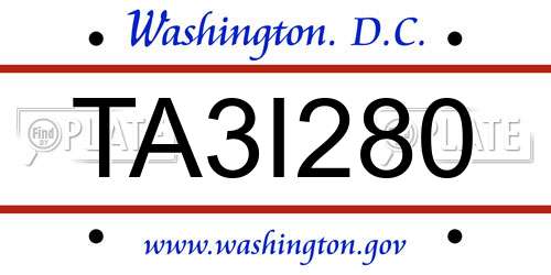 TA3I280 District Of Columbia License Plate